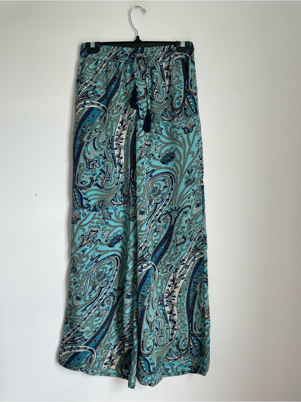 Philosophy Blue Paisley Satin Wide Leg Pants Size XS Boho Flowy